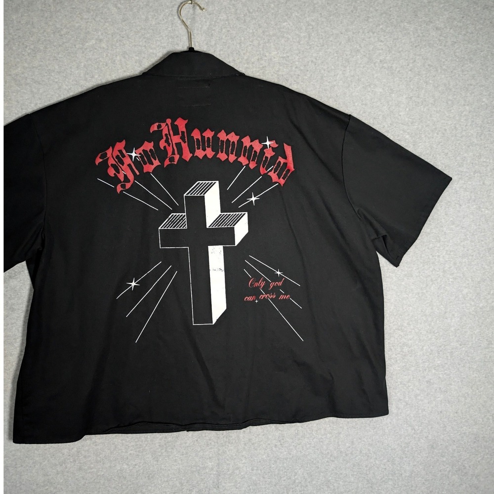 YG 4Hunnid Button Down Shirt Mens XXL Black Oversized Graphic Cross Streetwear
